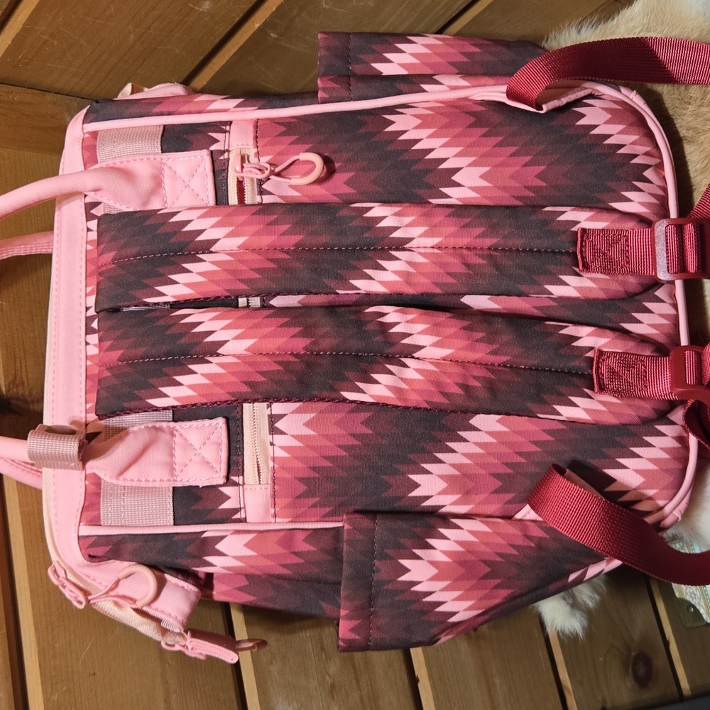 Wrangler Pink and Brown Geometric Women's Baby Bag Backpack - Picture 3 of 6